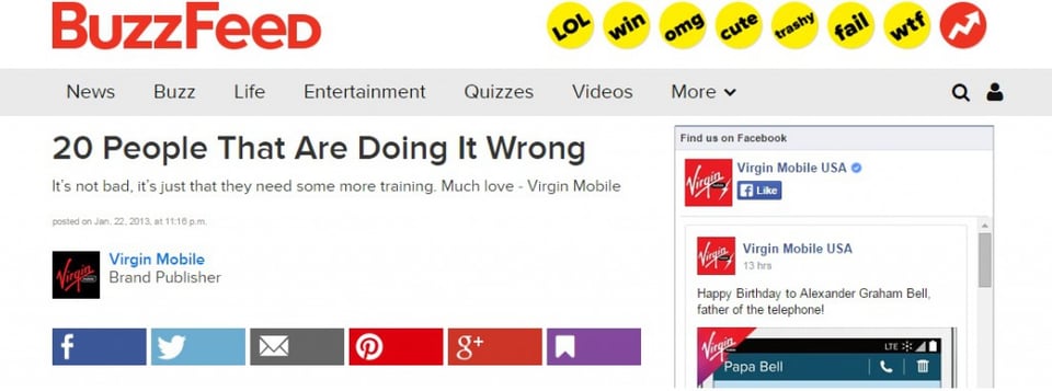 Screendunp from Virgin article